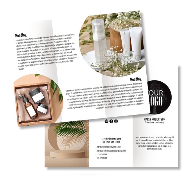 Brochure noir et blanc du logo de l'entreprise (Business brochure with your photo or logo template. )