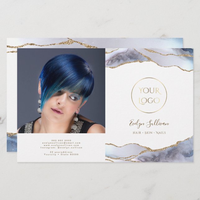 Brochure pliée d'agneau bleu gris (Devant / Derrière)