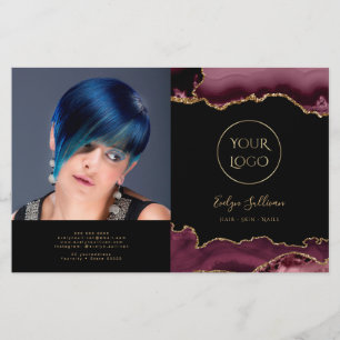 brochure pliée sur l'agate bordeaux
