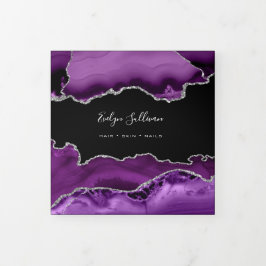 Brochure triple Agate en argent violet