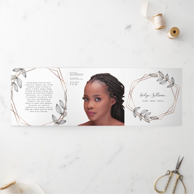 Brochure triplée du cadre géométrique de feuillage (Extérieur)