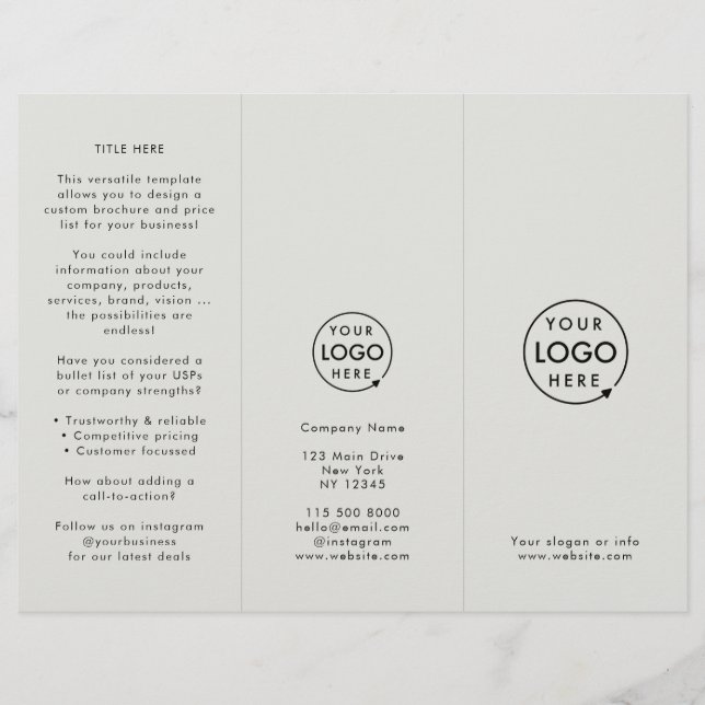 Brochure triplée gris de marque professionnelle (Devant)