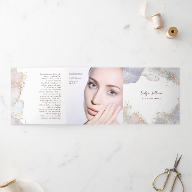 Brochure triplée parties scintillant aquarelle (Extérieur)