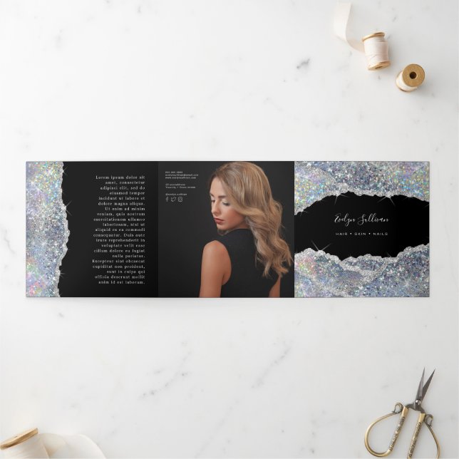 Brochure triplée parties scintillant Faux (Extérieur)