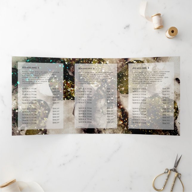 Brochure triplée vert émeraude olive (Intérieur)