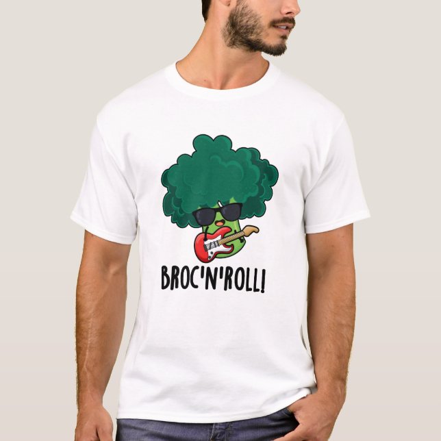 Brock n Roll Funny Veggie Broccoli Pun T-Shirt (Vorderseite)