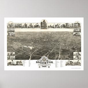 Brockton, MA Panoramic Map - 1882 Poster