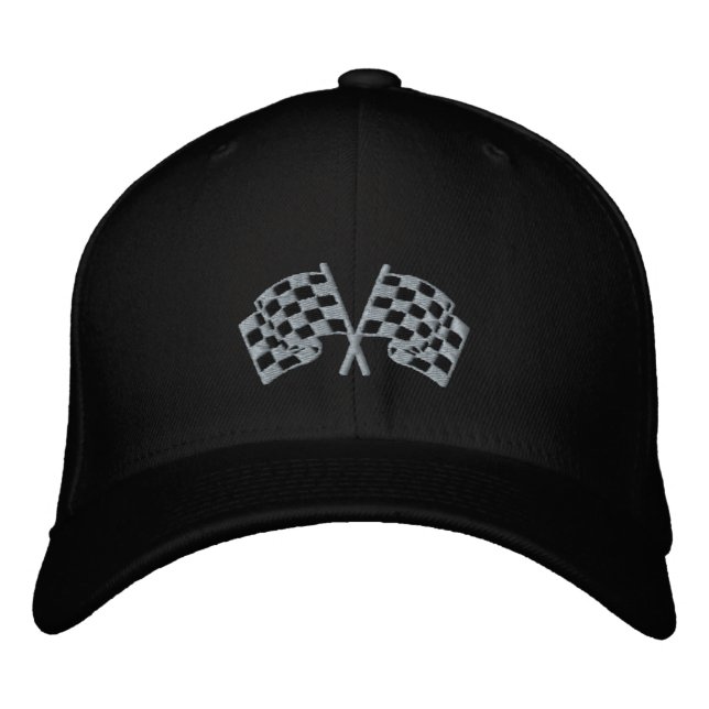 Brodée à damiers drapeau de course automobile casquette n (Devant)