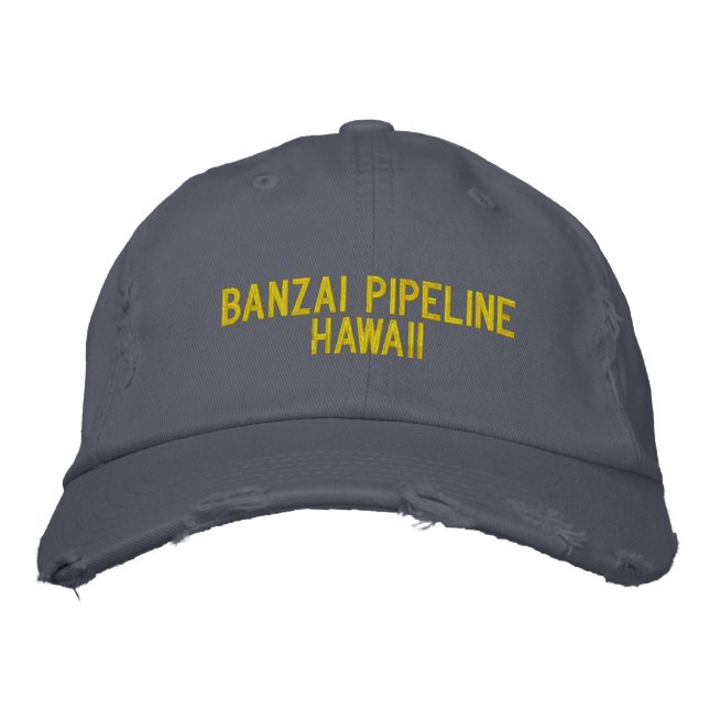 Brodée Banzai Pipeline Hawaii Casquette de baseball brodé (Devant)