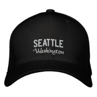Black and White Seattle Washington Casquette brodé