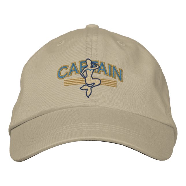 Brodée CAPITAINE casquette brodé par sirène (Devant)