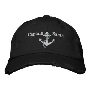 Brodée Capitaine rose femme Ancre nautique Nom Casquette