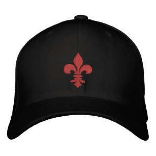 Brodée Casquette brodé Fleur de Lis Rouge
