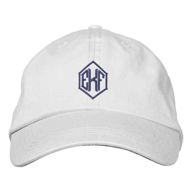 Brodée Casquette de baseball à trois initiales monogrammé (Devant)