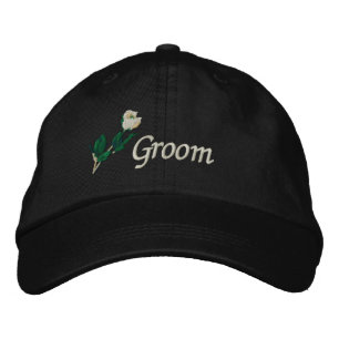 Brodée Casquette de salle avec Rose blanche