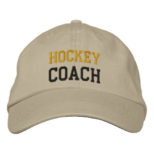 Brodée Casquette entraîneur de hockey en or et en noir