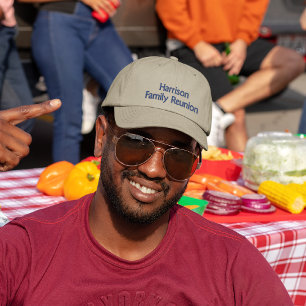 Brodée Casquette kaki avec nom de famille brodé en bleu m