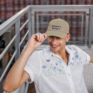Brodée Casquette Kaki Fil Broderie Bleu Marine Nom de l'e