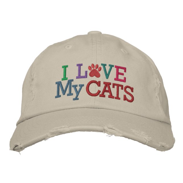 Brodée Casquette Pawprint - Love My CATS! par SRF (Devant)