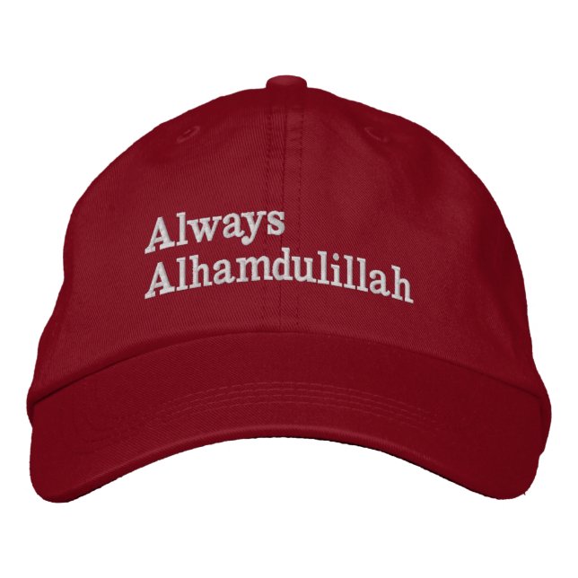 Brodée Casquette Rouge "Always Alhamdulillah" (Devant)
