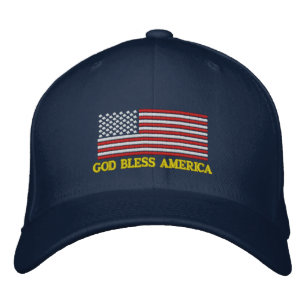 Brodée DIEU BÉNISSE AMÉRIQUE Drapeau américain Casquette