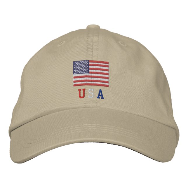 Brodée Drapeau américain Casquette - 4 juillet (Devant)