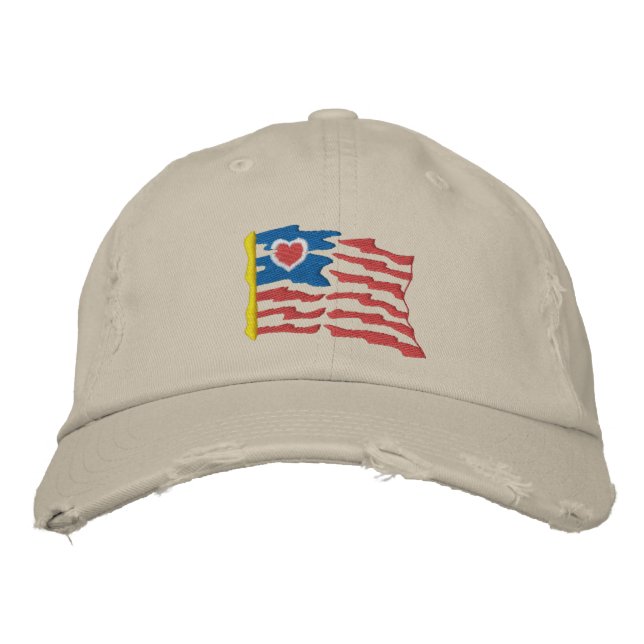 Brodée Drapeau cardiaque américain Casquette brodé (Devant)