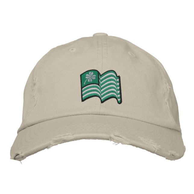 Brodée drapeau irlandais chanceux casquette de trèfle (Devant)