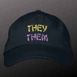 Brodée Eux / Eux pronouns non-binaire Casquette brodé