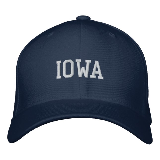 Brodée Iowa brodé Flexfit laine Casquette Navy (Devant)