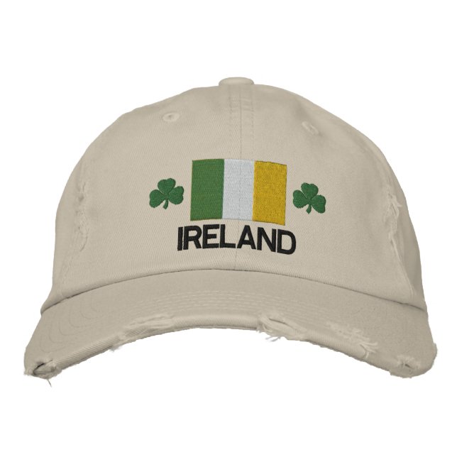Brodée Irlande Drapeau et Shamrock Casquette brodé (Devant)