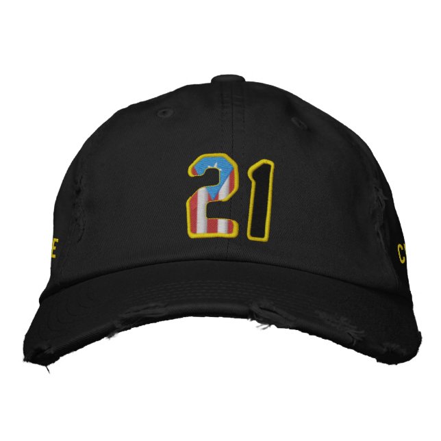 Brodée Le grand numéro 21 brodé Casquette en détresse (Devant)