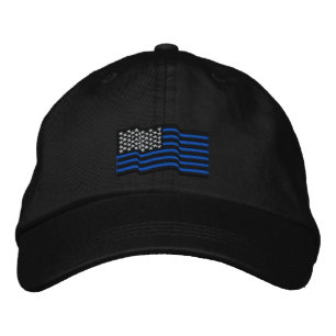 Brodée Les lignes bleues minces Casquette brodé