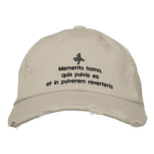 Brodée Memento Homo, prêté casquette - cappello quaresima