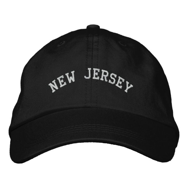 Brodée New Jersey brodé Casquette ajustable noir (Devant)