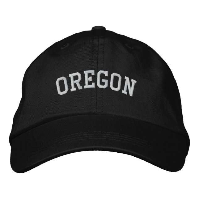 Brodée Oregon brodé Casquette réglable noir (Devant)