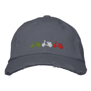 Brodée Retro Italien scooter brodé casquette en détresse
