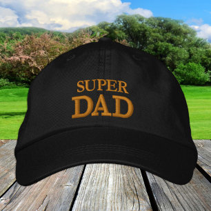 Brodée SUPER DAD brodé baseball casquette or / noir