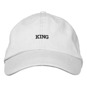 Brodée Texte Roi Embroider sur Casquette en Coton Blanc
