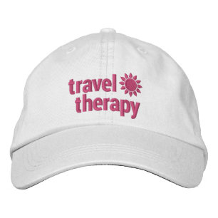 Brodée Thérapie de voyage brodé Casquette blanc et rose