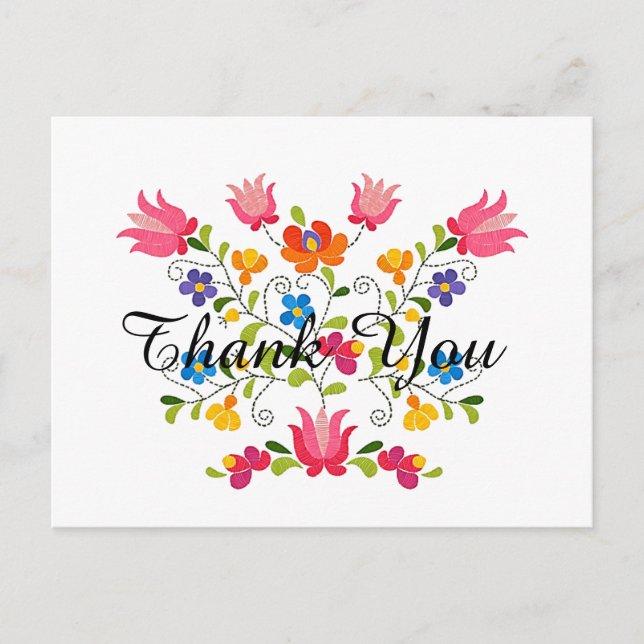 Broderie florale carte postale personnalisée (Devant)