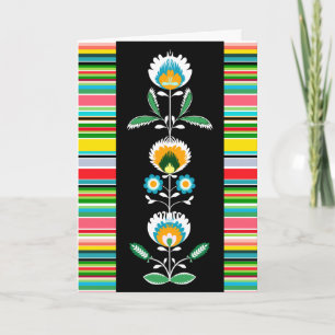 Broderie florale polonaise, carte de voeux