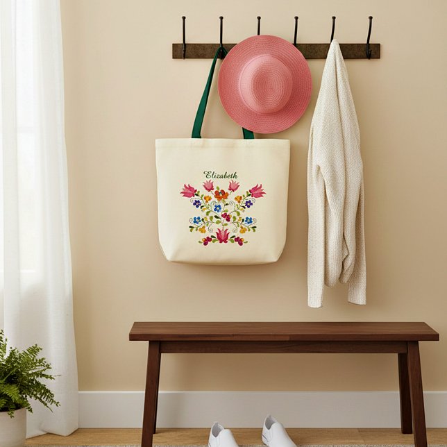 Broderie florale sac fourre-tout personnalisé (Créateur téléchargé)