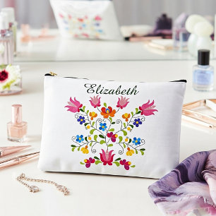 Broderie florale sac fourre-tout personnalisé