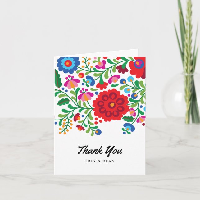 Broderie mexicaine Merci Note Carte photo (Devant)