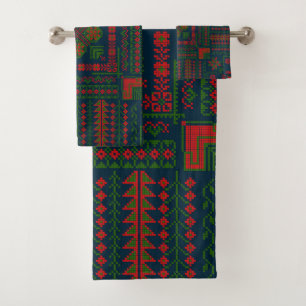 Broderie palestinienne Tatreez rouge vert 5 Motif