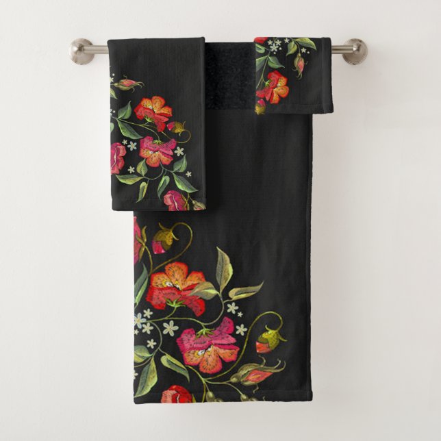 Broderie Style Floral Bordure sur Arrière - plan n (En situation)