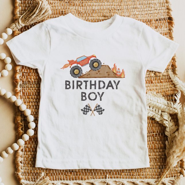 BRODI Red Monster Truck Birthday Boy Kleinkind T-shirt (Von Creator hochgeladen)