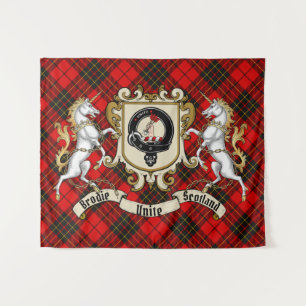Brodie Clan Abzeichen & Unicorns w/Tartan Wandteppich