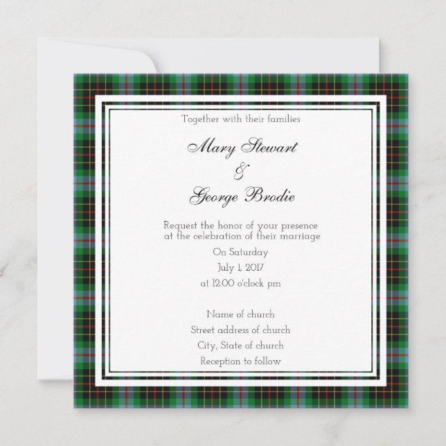 Brodie Hunting Scottish Mariage Carré Invitation (Devant)